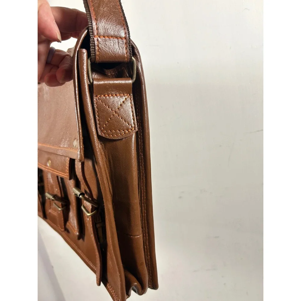 Unbranded Messenger Bag 15x11 Brown Leather Satchel‎ Briefcase Mens